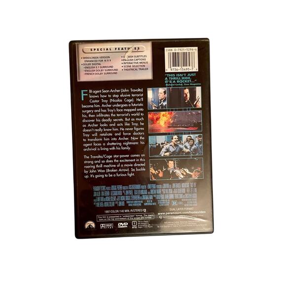 Face/Off (DVD, 1997) Travolta/Cage Action and Adventure intense action sequences - Picture 5 of 6